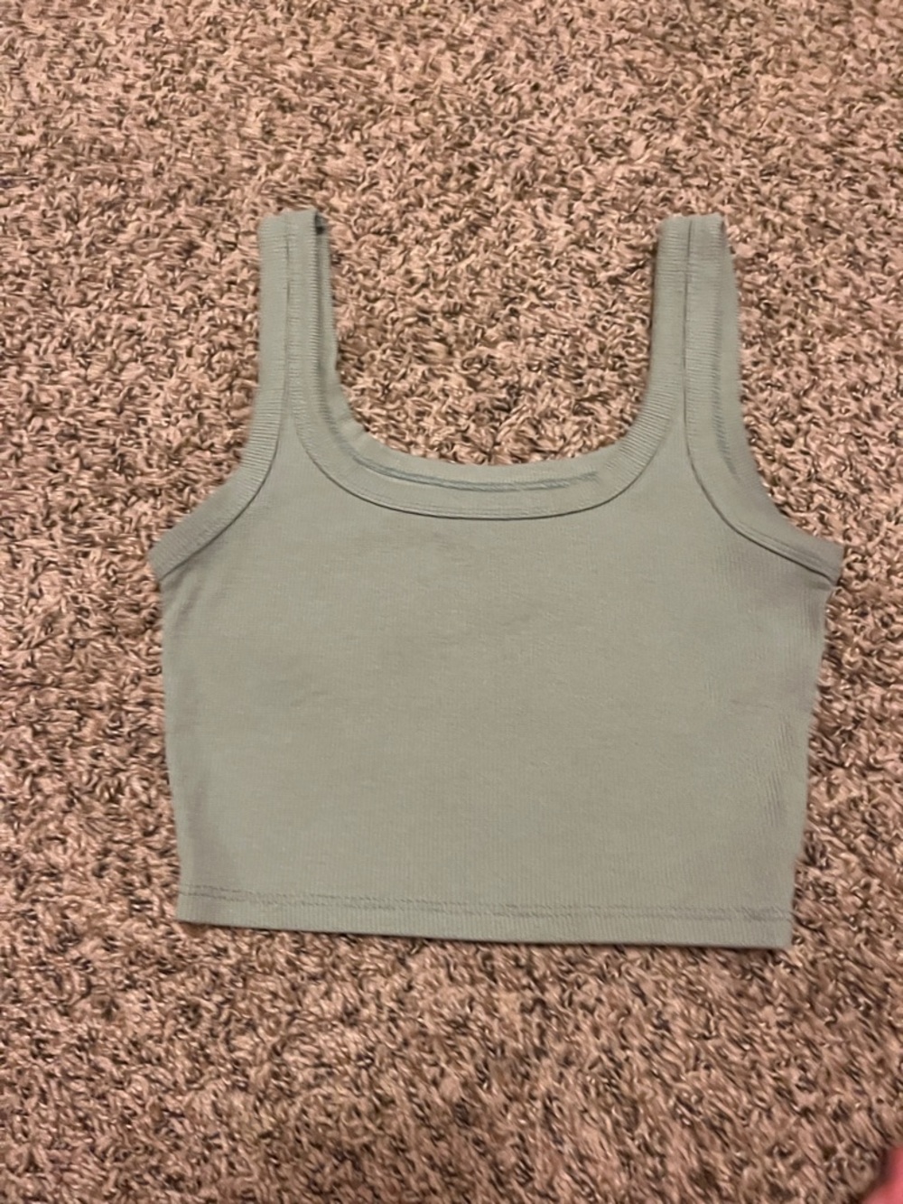 Classic Scoop Neck Cropped Tank Top - Sage Green